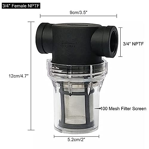 3/4″ Female NPT in-Line Strainer, Garden Hose Sediment Filter, with 100 Mesh …