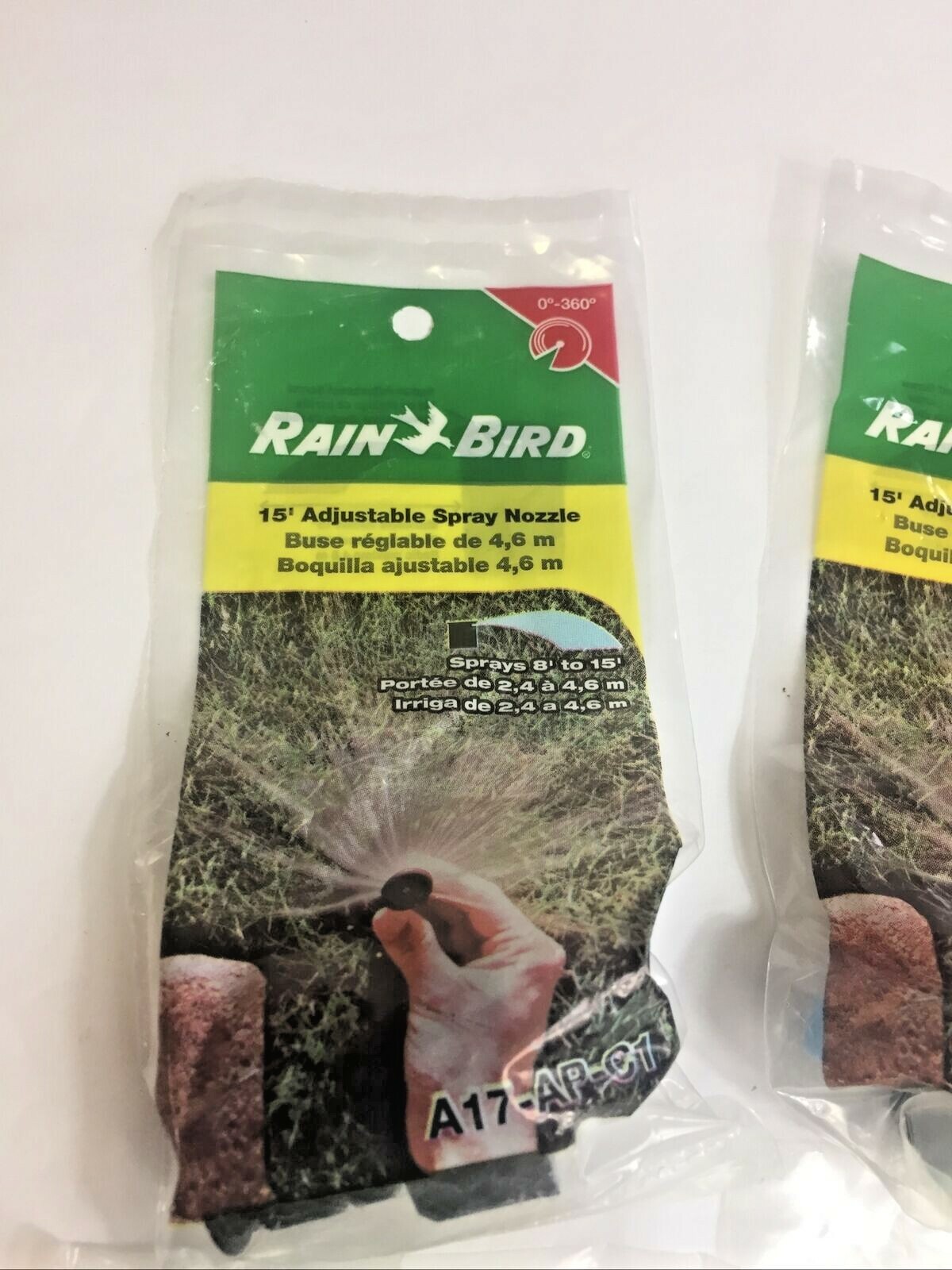 4 Rain Bird 15’ Adjustable Pattern 0″-15′ Spray Nozzle A17-AP-C1 + One 12’ Head