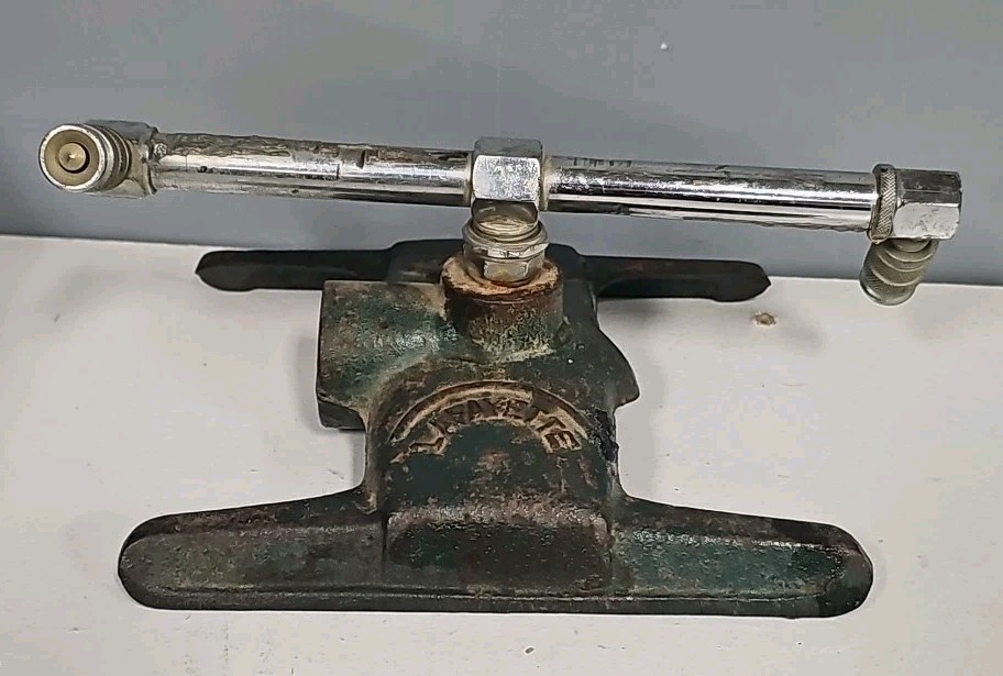 Vintage Green Cast Iron Art Deco Rainbow LAFAYETTE Co. Water Sprinkler Untested