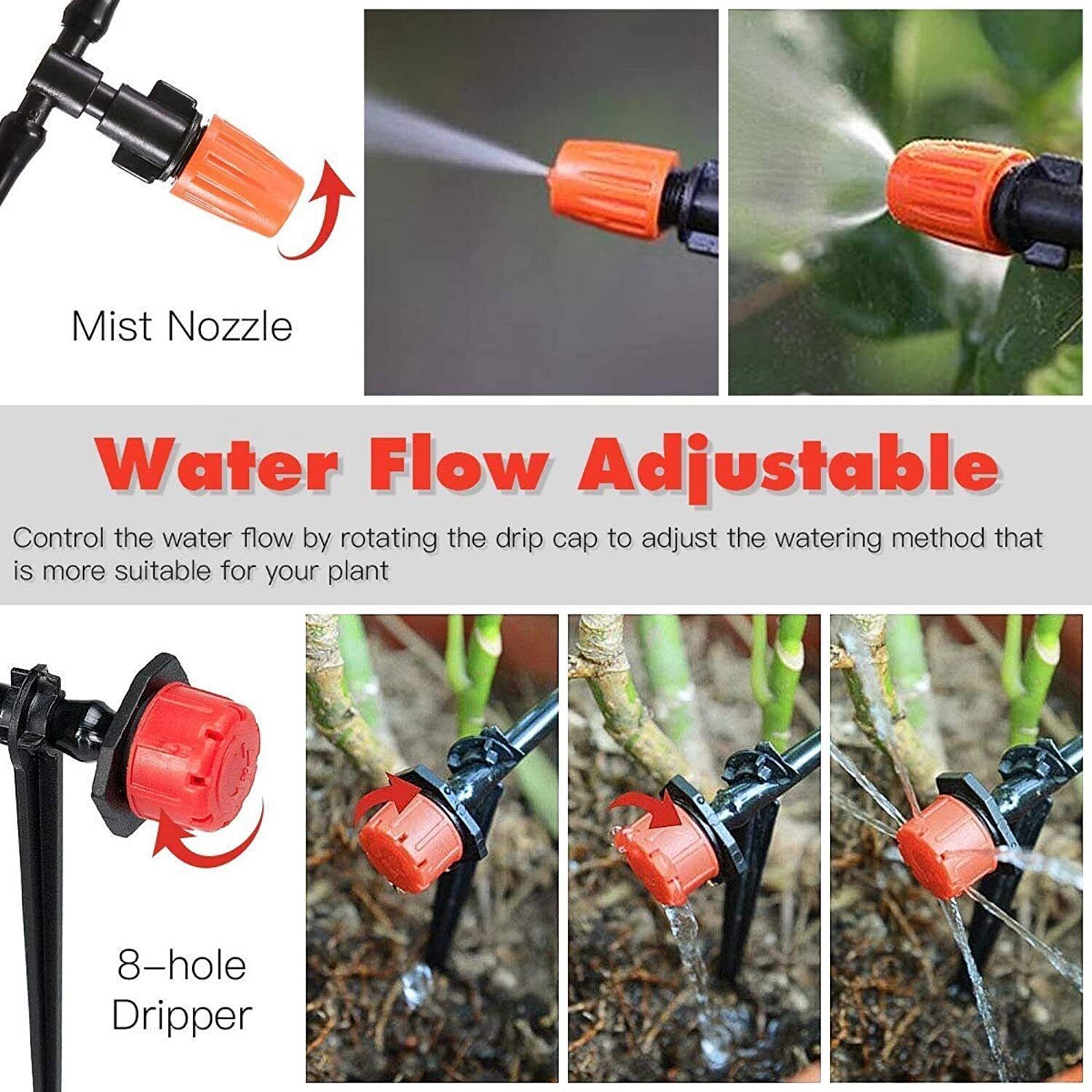 100ft Sistema De Riego Por Goteo Automatico Aspersores Para Cesped Jardin Kit