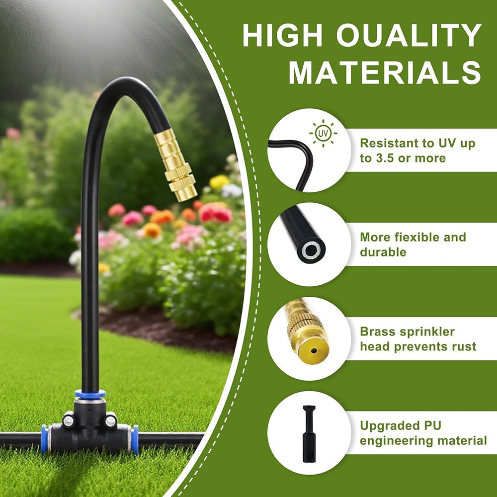 100ft Adjustable Drip Irrigation Kit Automatic Garden Watering System 360° Drip