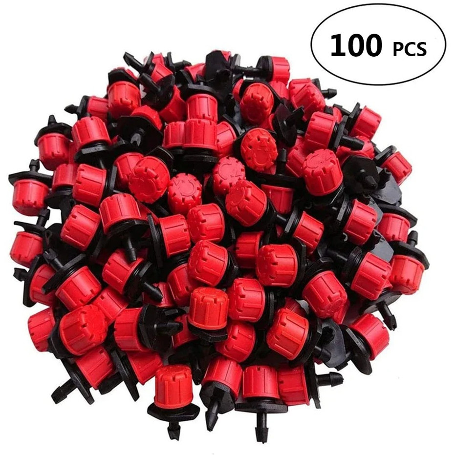 100 pcs Adjustable Irrigation Drippers 1/4″ Micro Drip Watering System