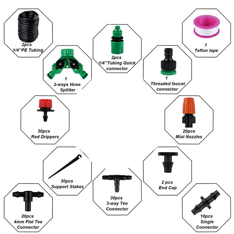 100ft Drip Irrigation System Garden Plant Self Watering Hose Micro Sprinkler Kit