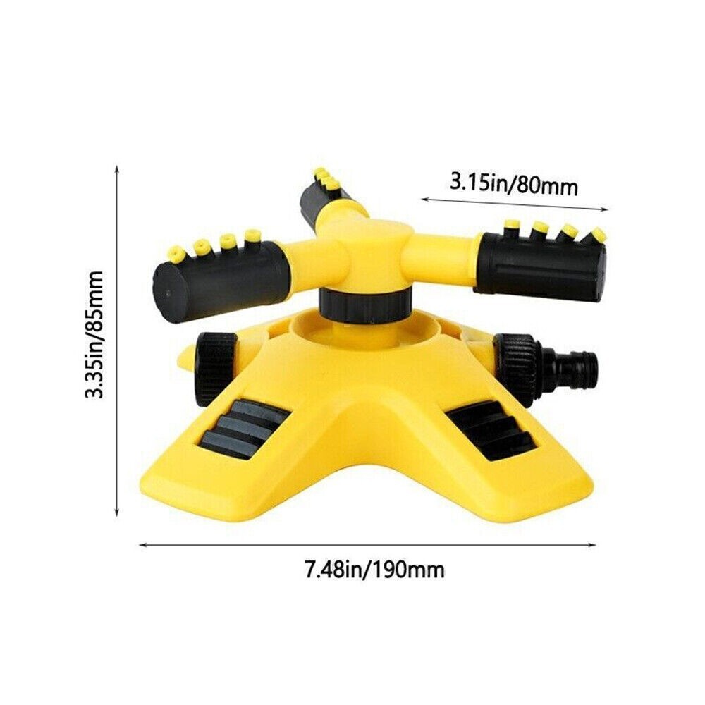 360° Rotating Lawn Sprinkler 3-Arms System Automatic Garden Watering Irrigation