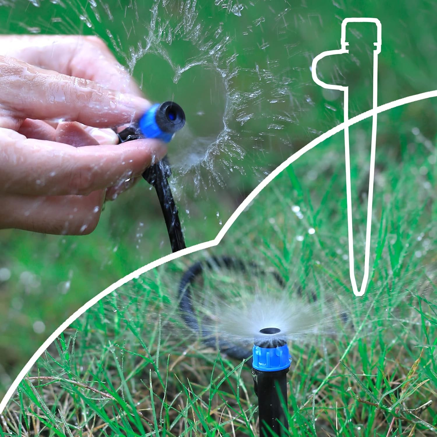 50PCS Adjustable Drip Irrigation Emitters 1/4″ Watering Drippers Set