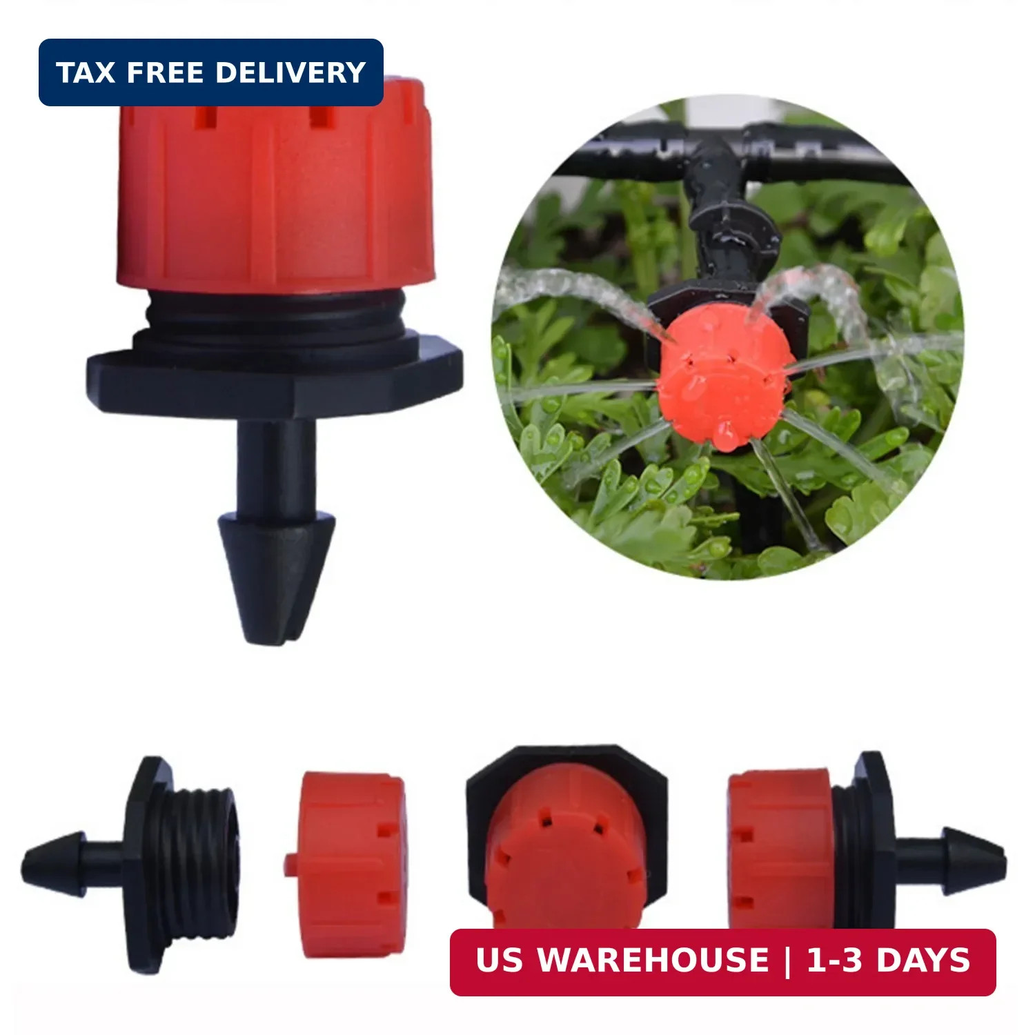 100pcs 360 Degree Adjustable Irrigation Drippers Sprinklers, 1/4 Inch Emitters D