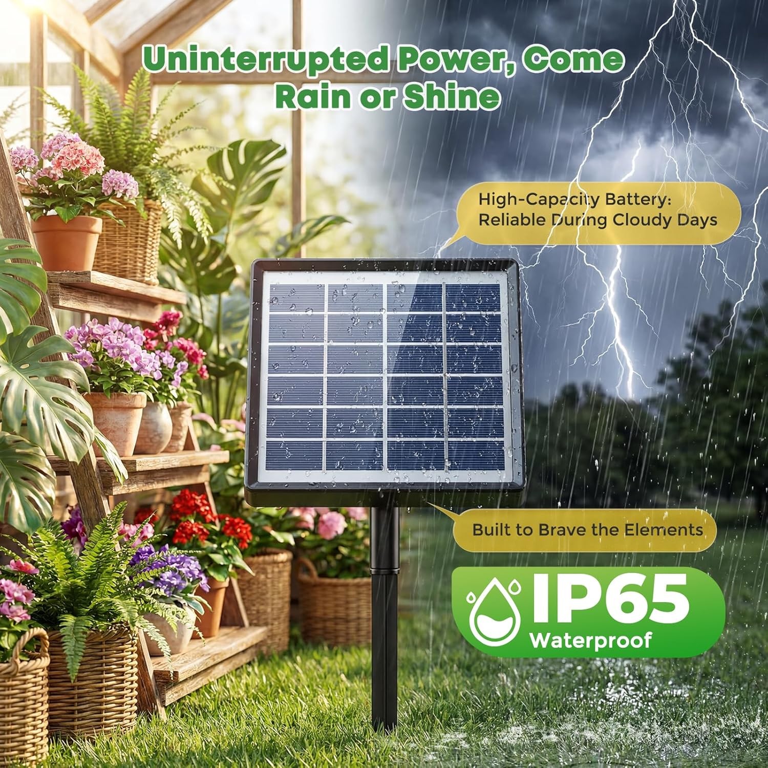 Solar Drip Irrigation System, Automatic Watering Kit with Split Design,49ft ,f