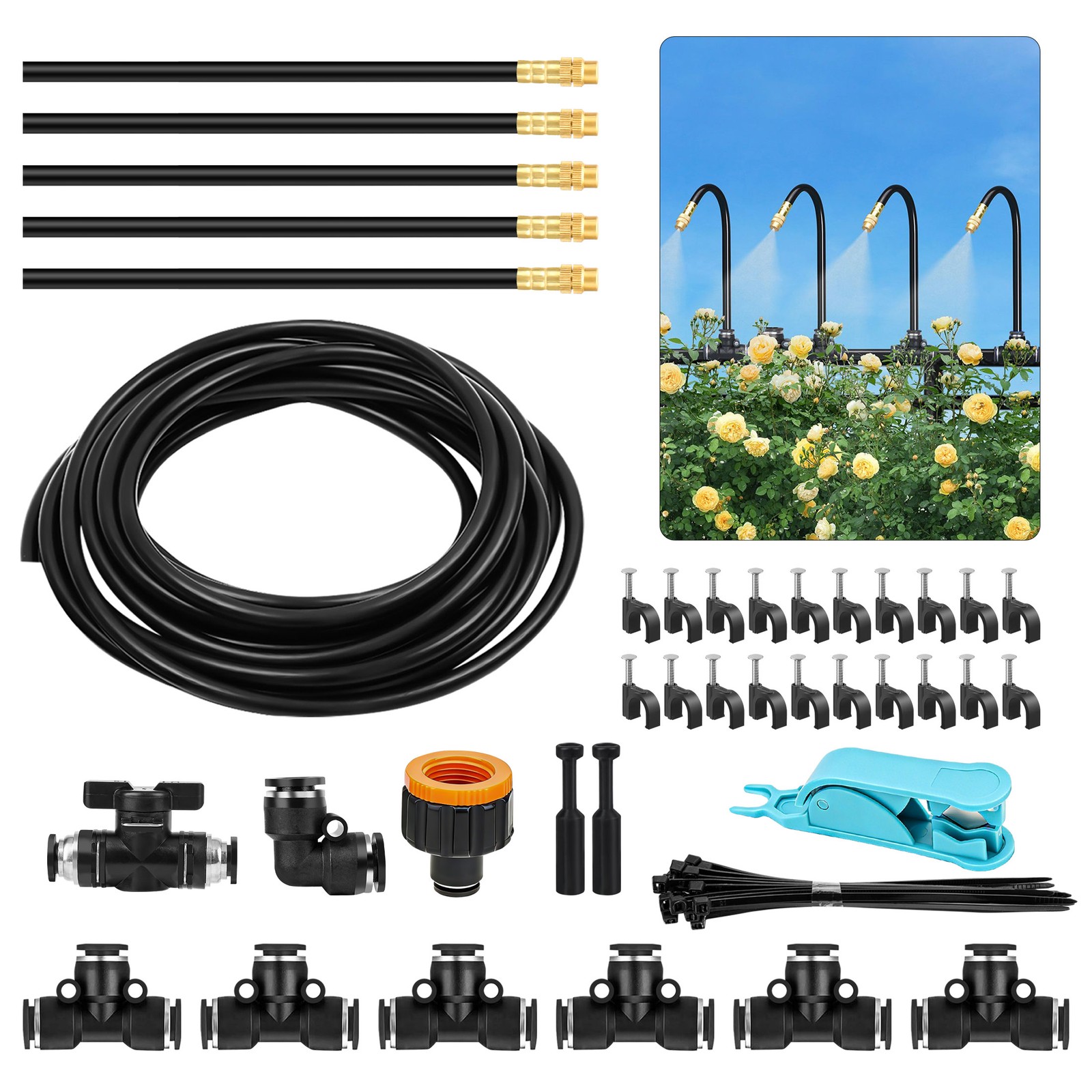 Drip Irrigation Kit DIY Garden Watering System Adjustable Sprayer Plant Lawn 1/4