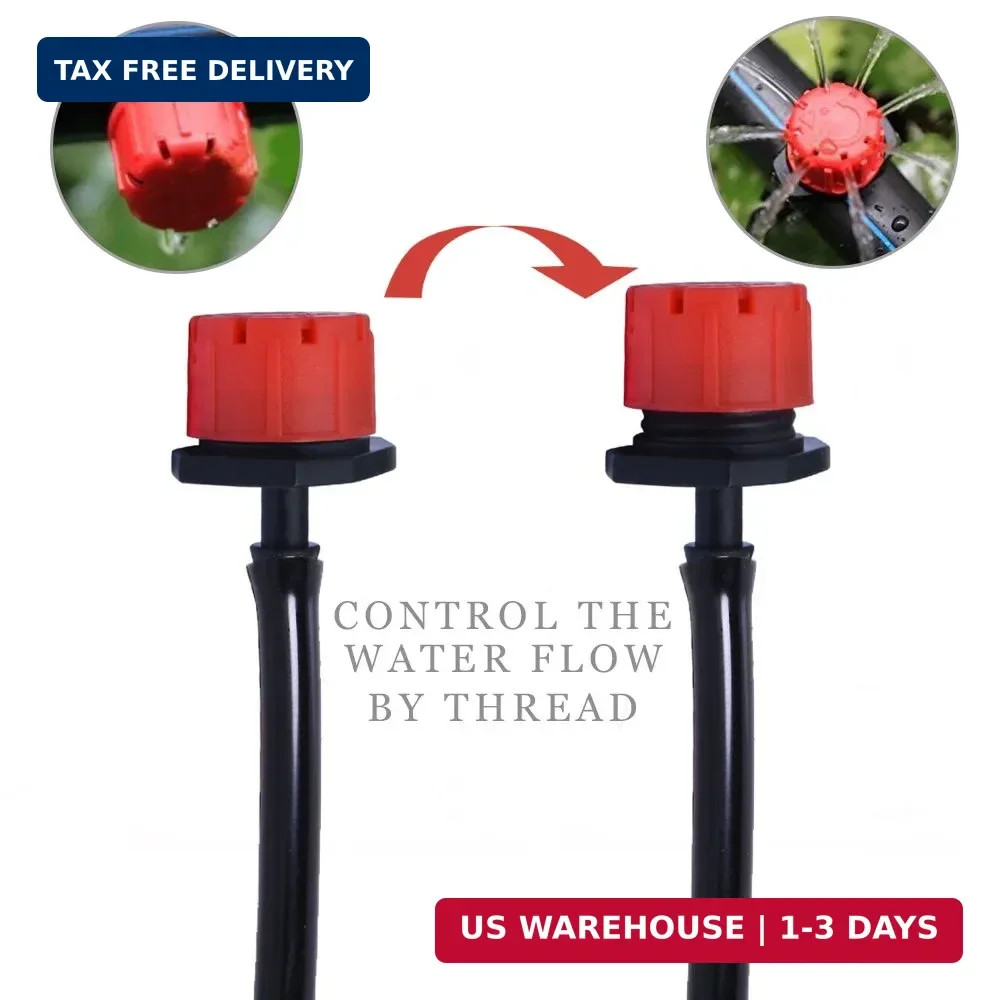 100pcs 360 Degree Adjustable Irrigation Drippers Sprinklers, 1/4 Inch Emitters D
