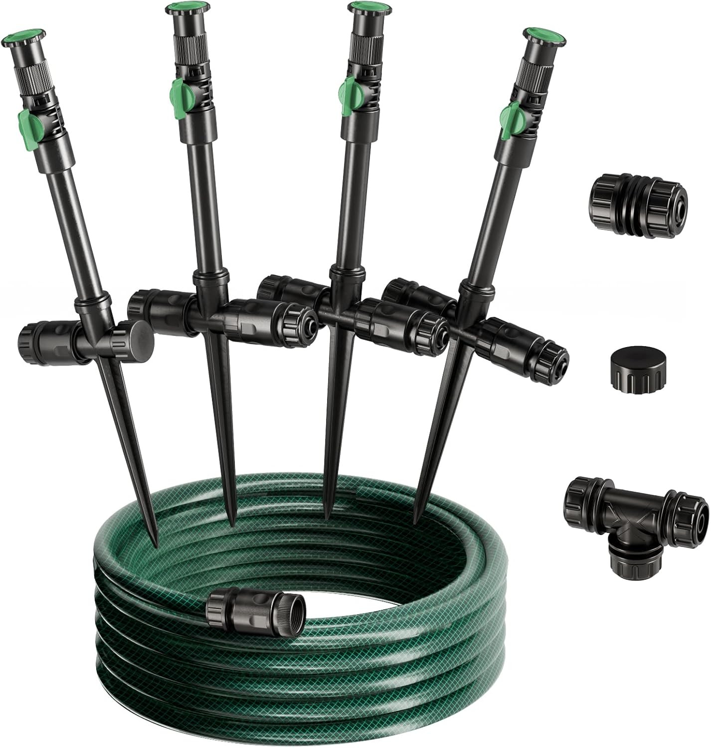 Flexible Sprinkler System, above Ground DIY Irrigation Kit, Multi-Adjustable Law