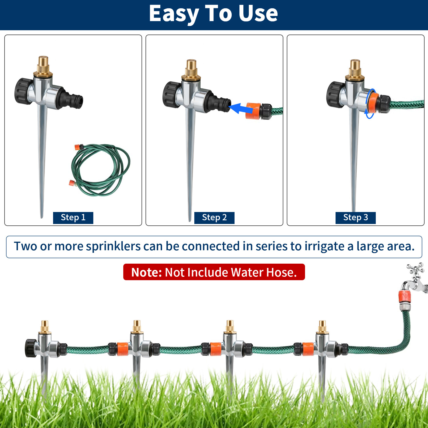 Garden Lawn Brass Water Sprinkler Water Hose Connect Faucet Head Adapter
