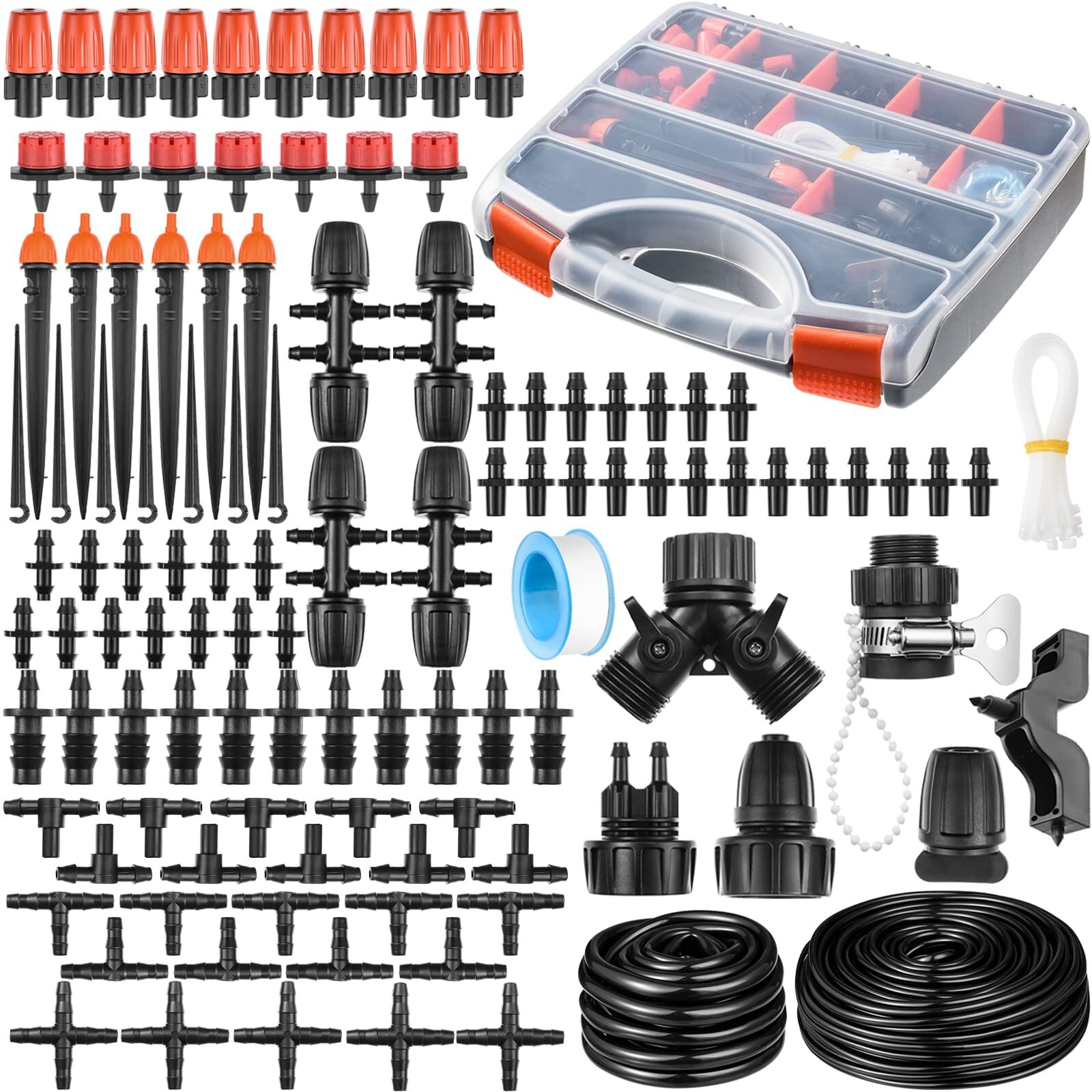 280 Pcs Drip Irrigation Kit 147ft Garden Watering System 1/2 1/4 In Distribution