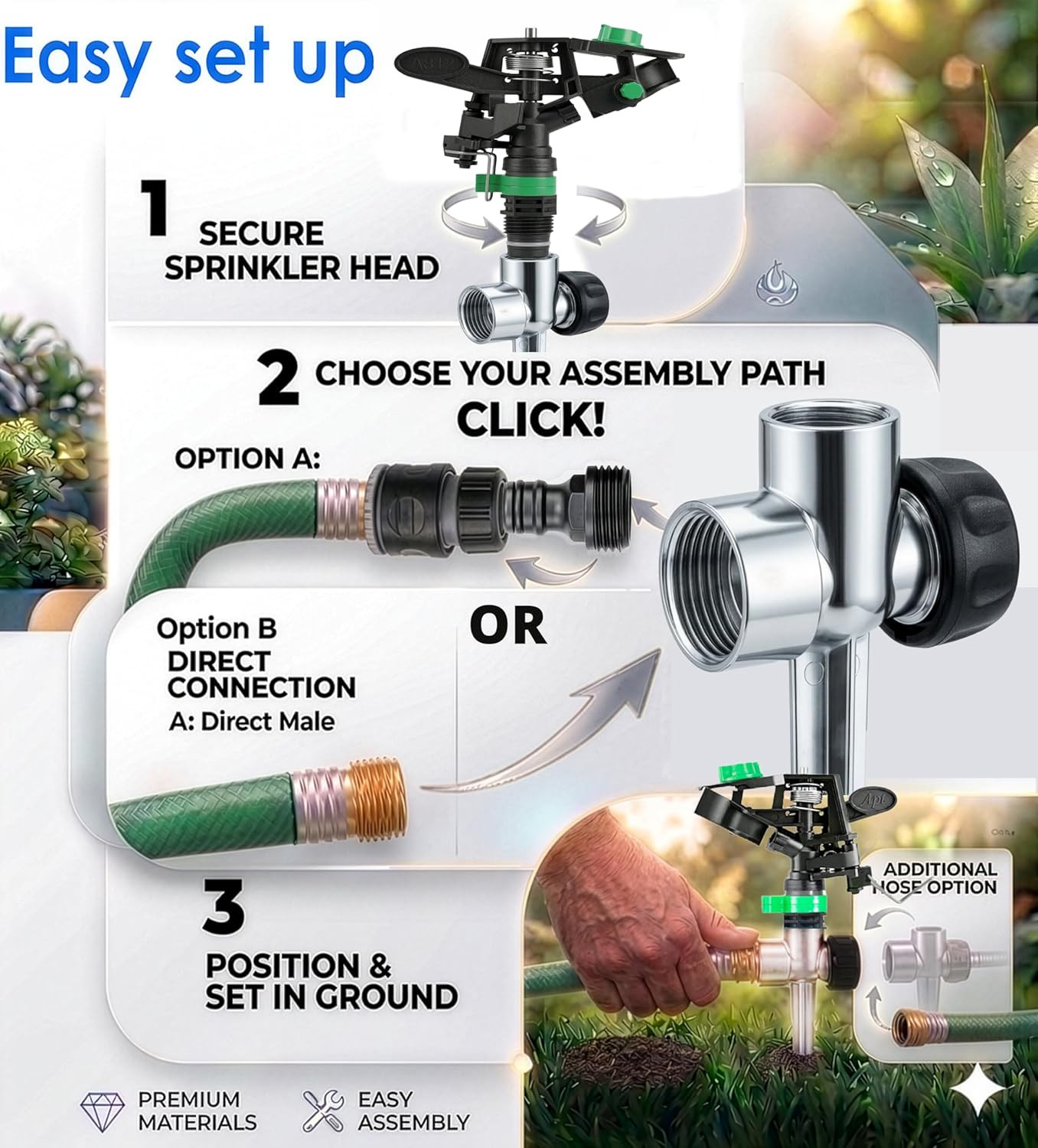 APT Pulsating Impact Sprinklers for Yard, Lawn & Garden, 80 to 5800 sq ft Adjust