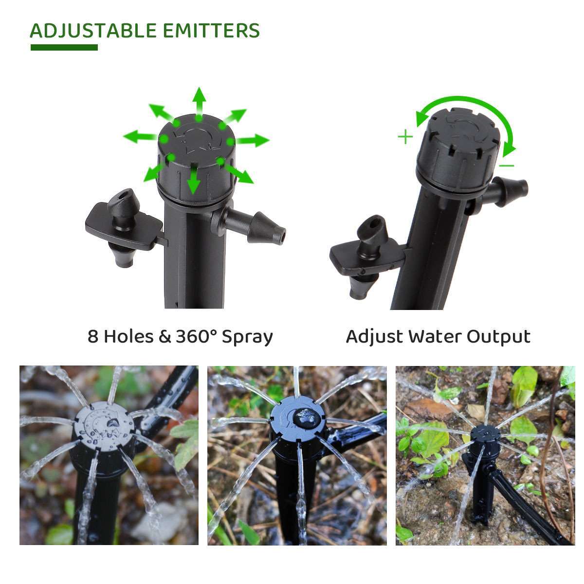 50 Pcs/set Irrigation Drippers Drip Emitters Micro Spray Adjustable Sprinkler