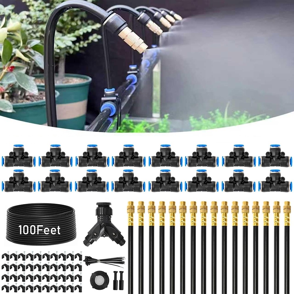 100ft Adjustable Drip Irrigation Kit Automatic Garden Watering System 360° Drip