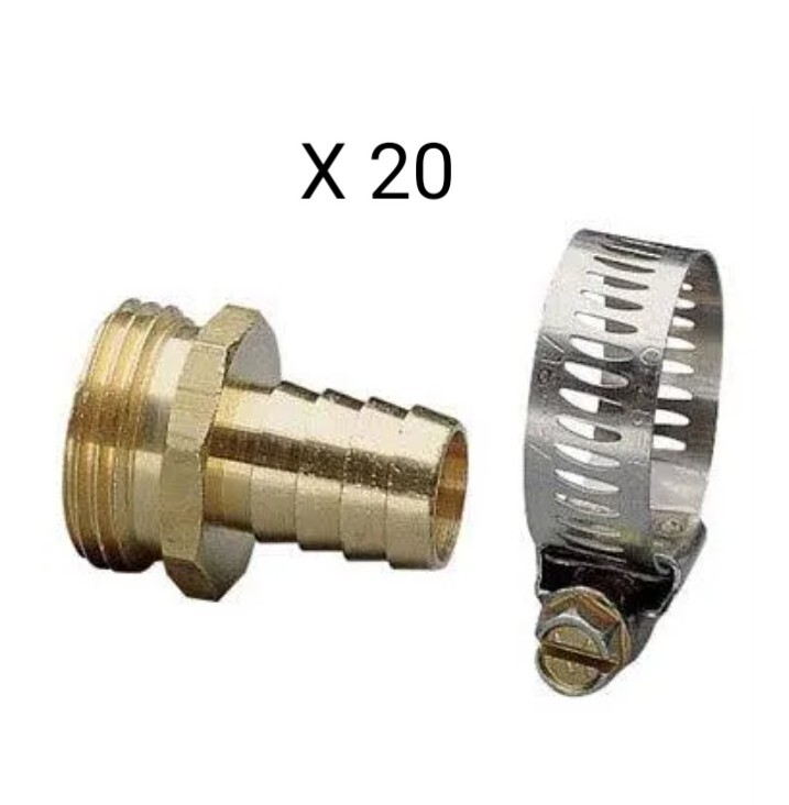 20 Greenwork 3/4 in Brass Threaded Worm Gear Female Reusable Hose Repair Fitting