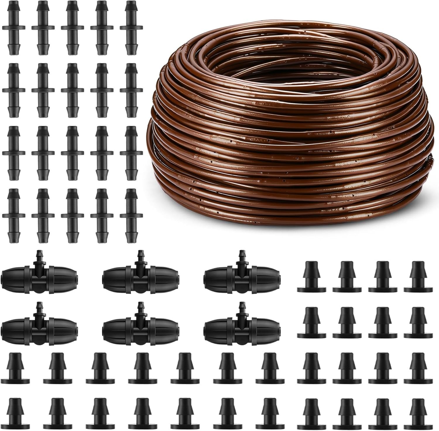 Nuanchu 328 ft 1/4 Inch Drip Irrigation Tubing Hose with 6″ Emitter Spacing W…