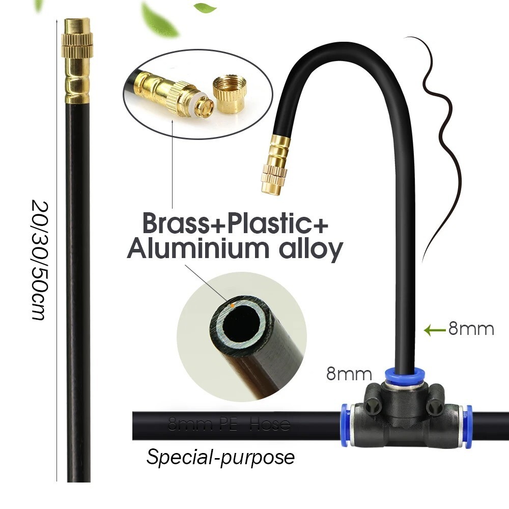 100FT Irrigation Watering Kit DIY Drip Sprayer System 8mm Hose Garden Greenhouse