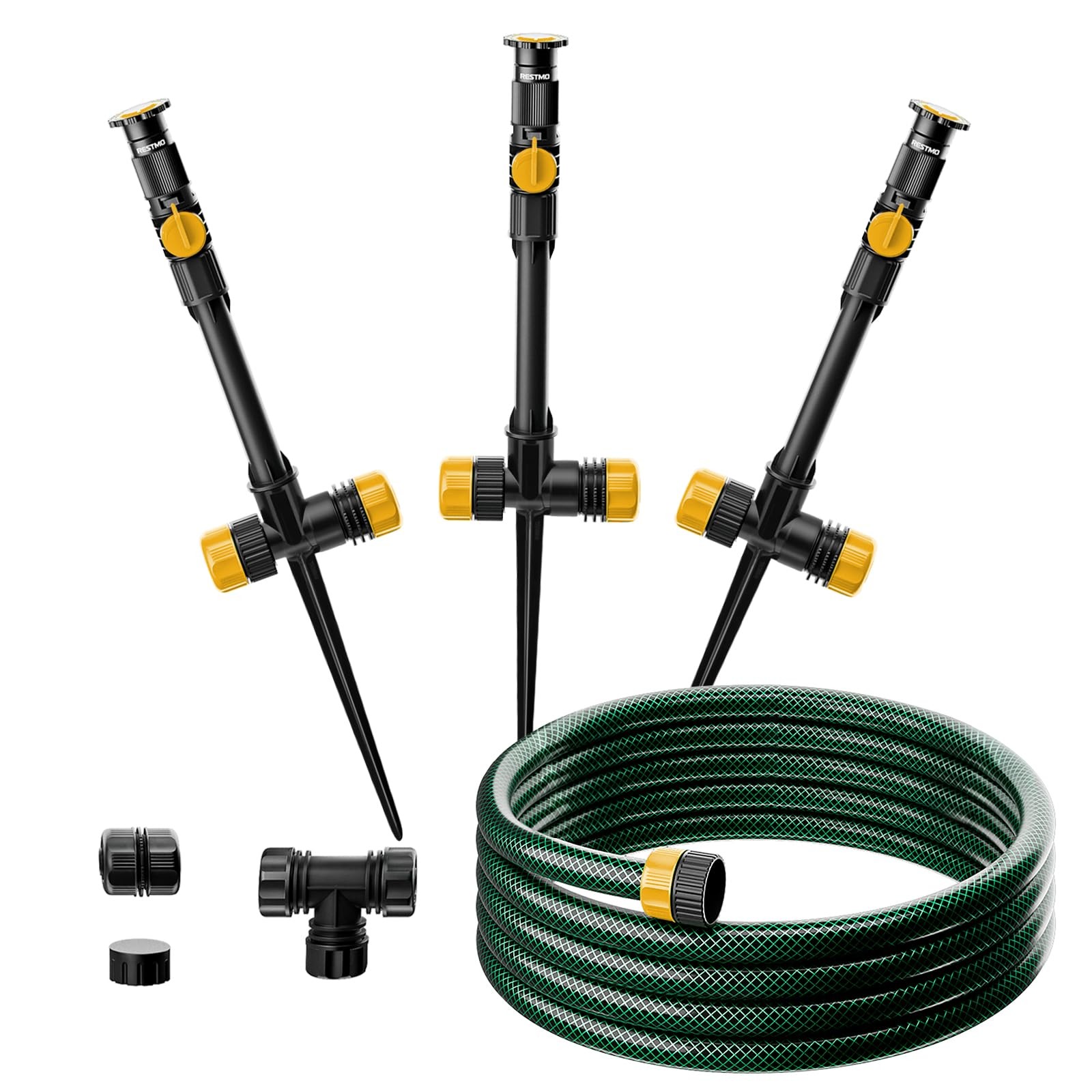 RESTMO Flexible Sprinkler System with Metal Spike Base, Above Ground DIY Irri…
