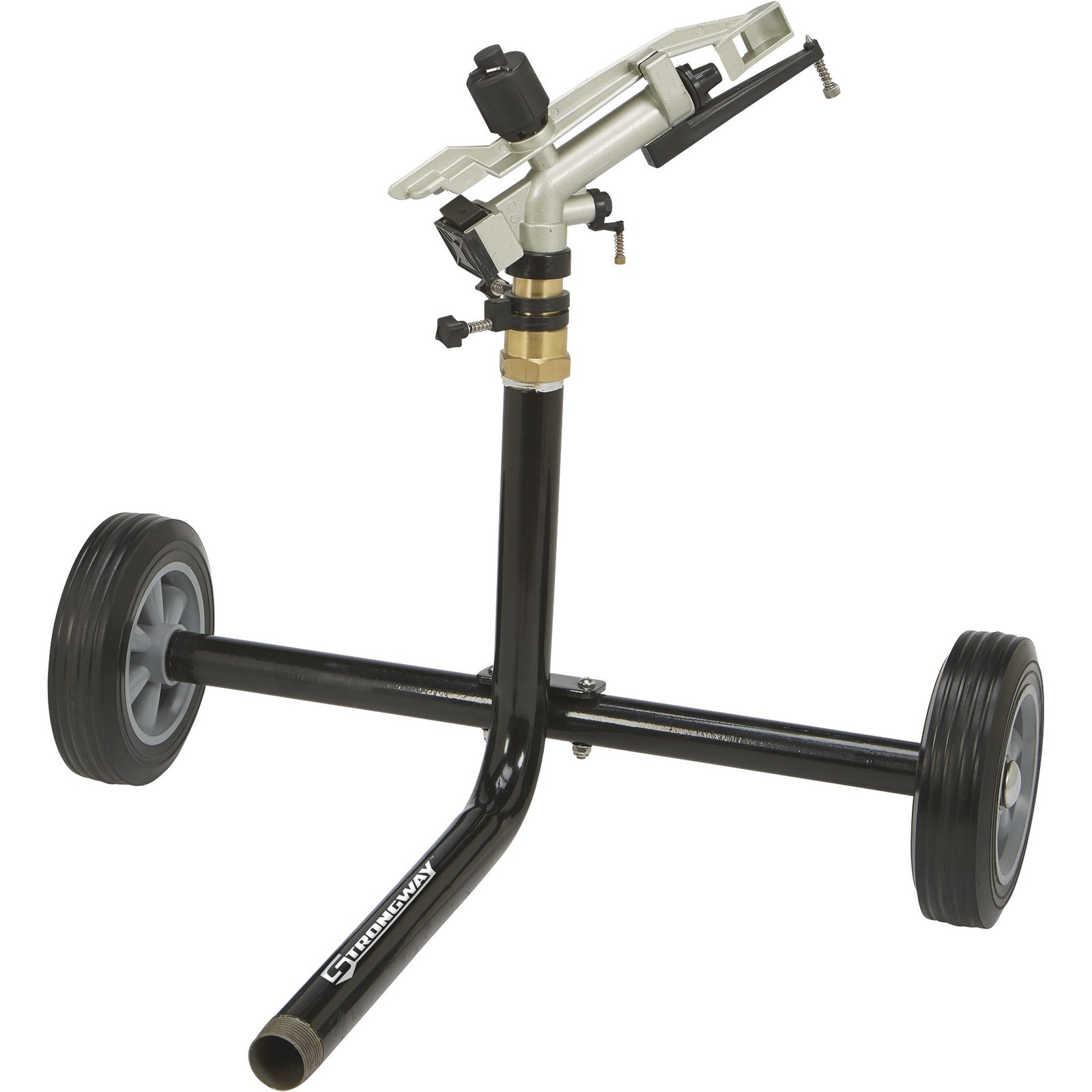 Strongway Wheeled Sprinkler 114in Head with 5 Nozzles 8in Rubber Tires G2U