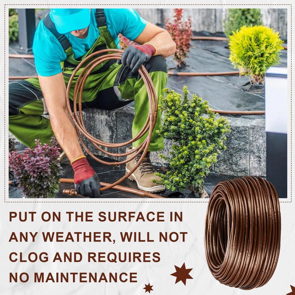 Nuanchu 328 ft 1/4 Inch Drip Irrigation Tubing Hose with 6″ Emitter Spacing W…