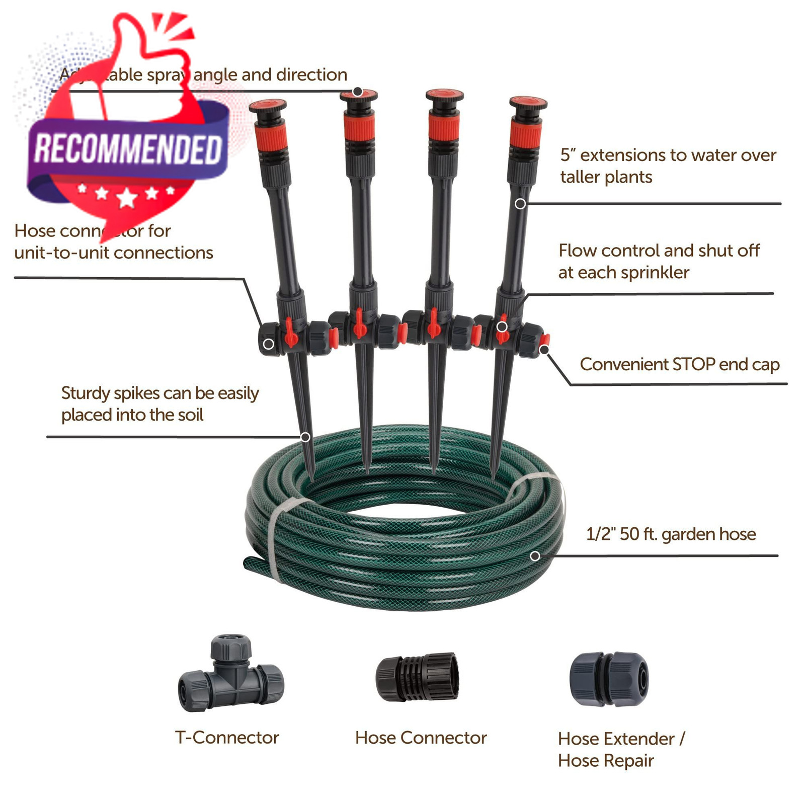 98063 Multi-adjustable Flex Design Above Ground Irrigation Garden Sprinkler
