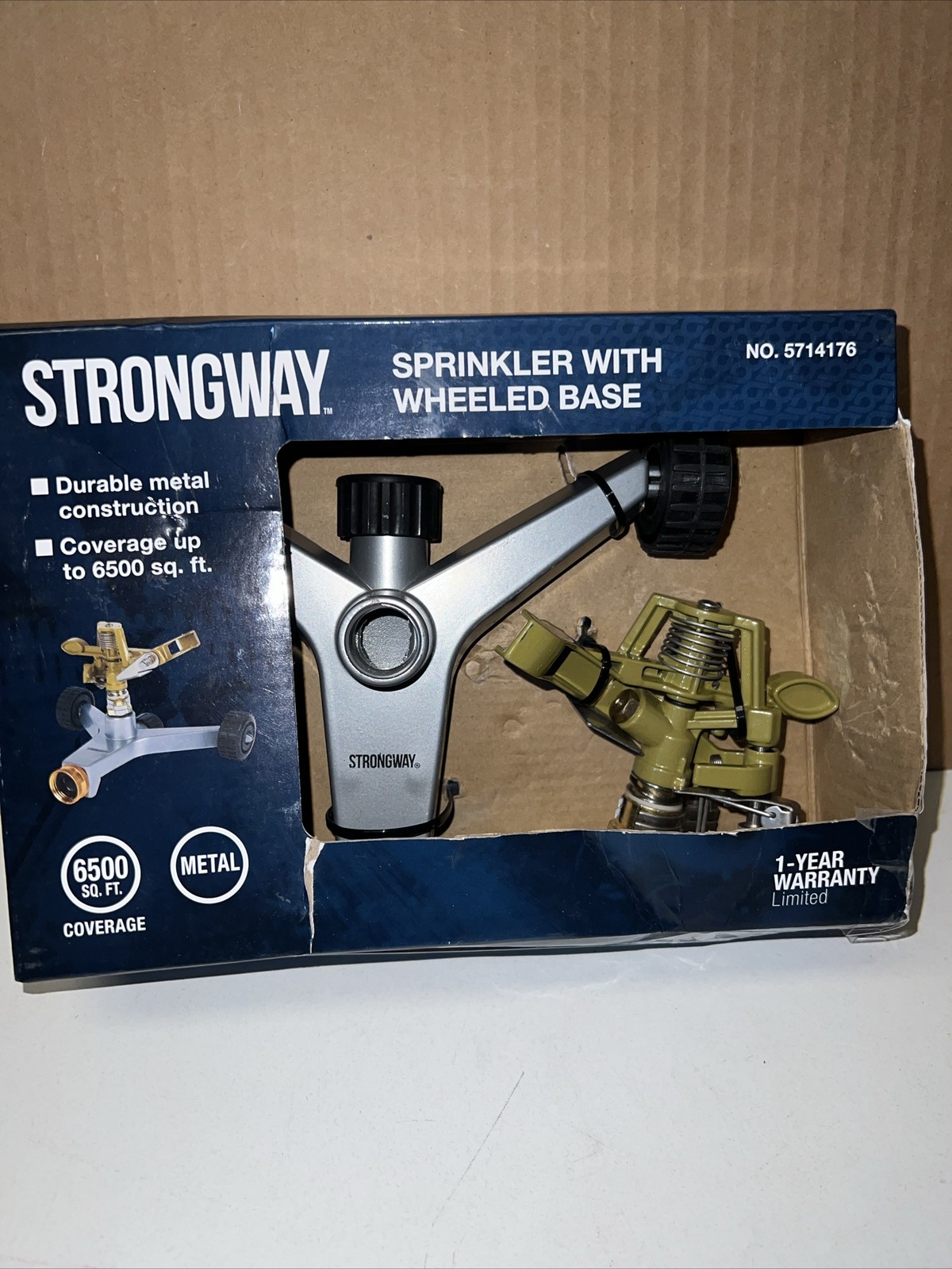 Strongway Metal Impact Sprinkler on Wheeled Base, 85ft. Dia. Coverage, 3/4in.