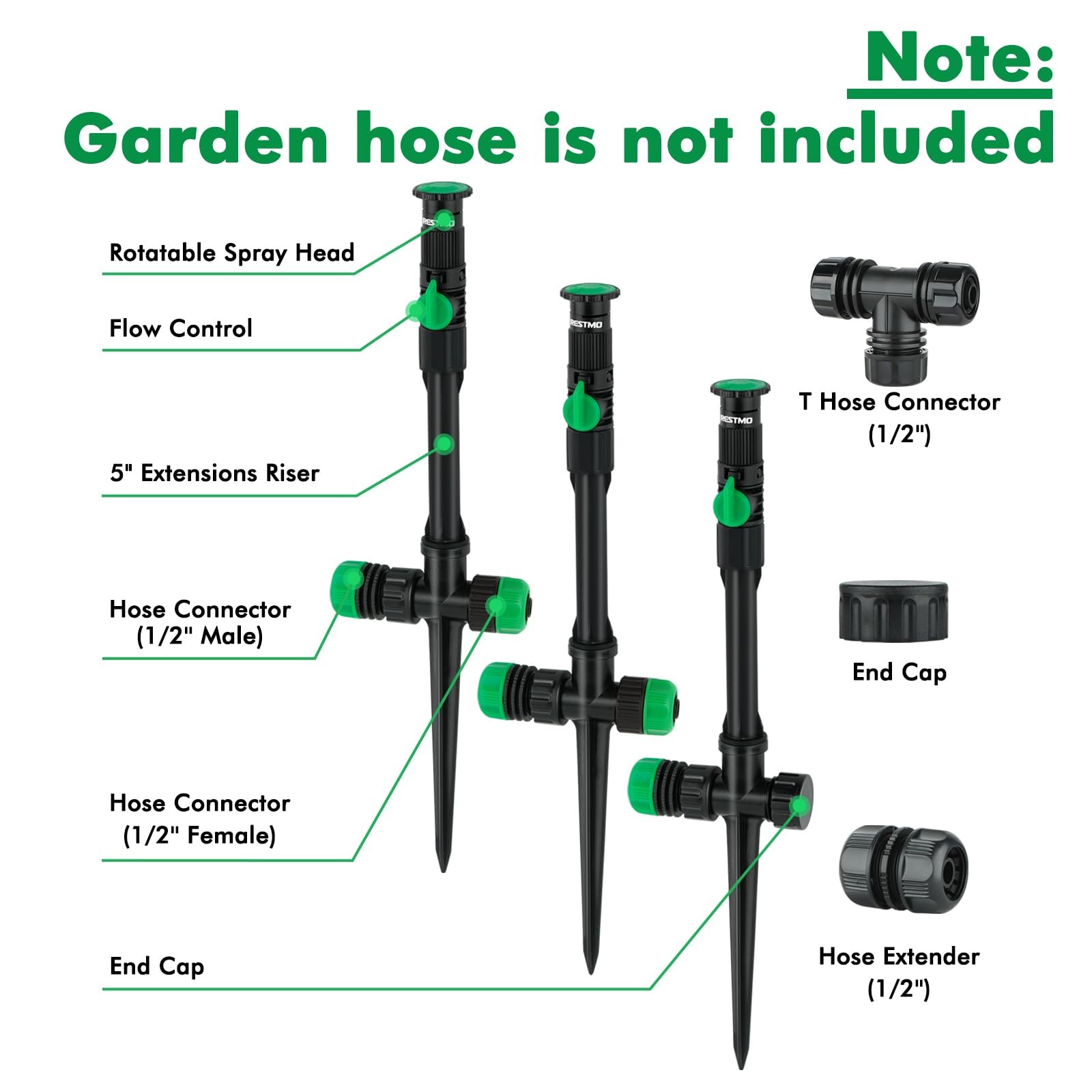 RESTMO Above Ground Sprinkler System, Flexible DIY Irrigation Kit, Multi-Adju…