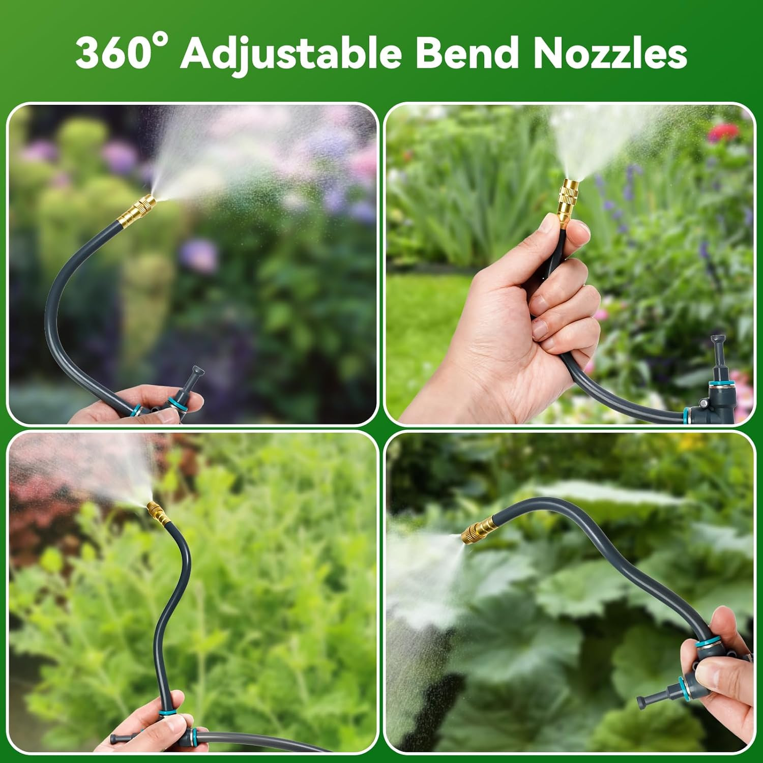 360° Adjustable Drip Irrigation System 100FT,5/16″ Garden Watering Kit with 16 C