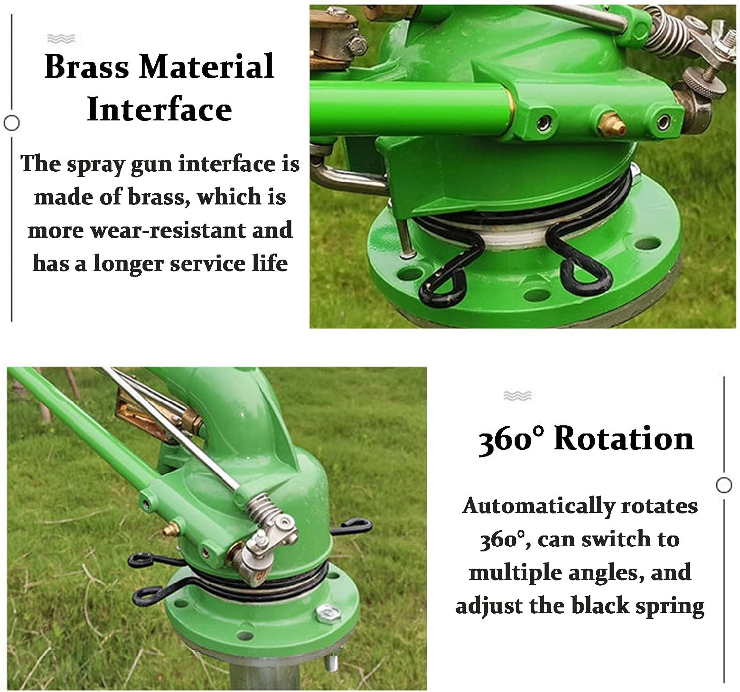 2″ Farm Irrigation Sprinklers, Tripod Sprinkler with Pressure Gauge, 360°Adjusta