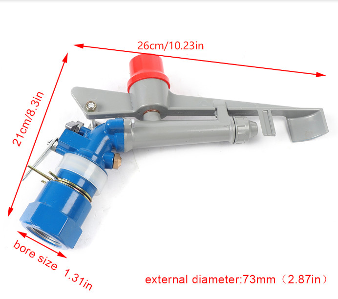 1″ 360° Rain Spray Gun Adjustable Impact Sprinkler Large Area Water Irrigation