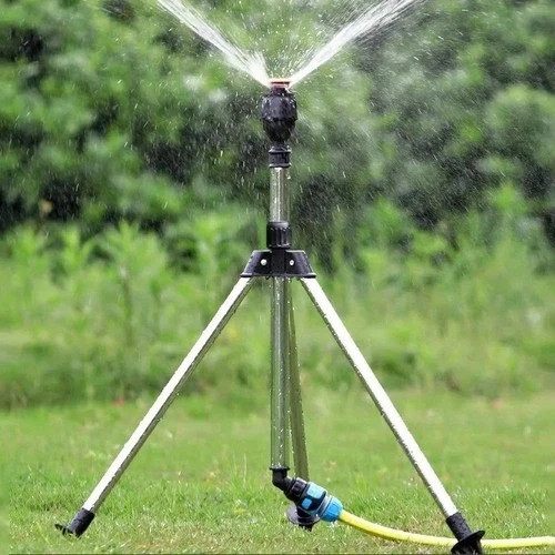 360° Rotary Garden Sprinkler Tripod Telescopic Irigation Lawn Watering Head Set
