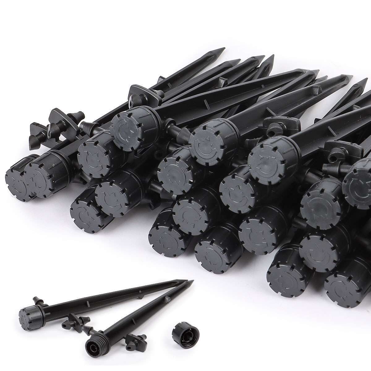 50 PCS Adjustable Water Flow Irrigation Drippers Stake 360° Emitter Drip System