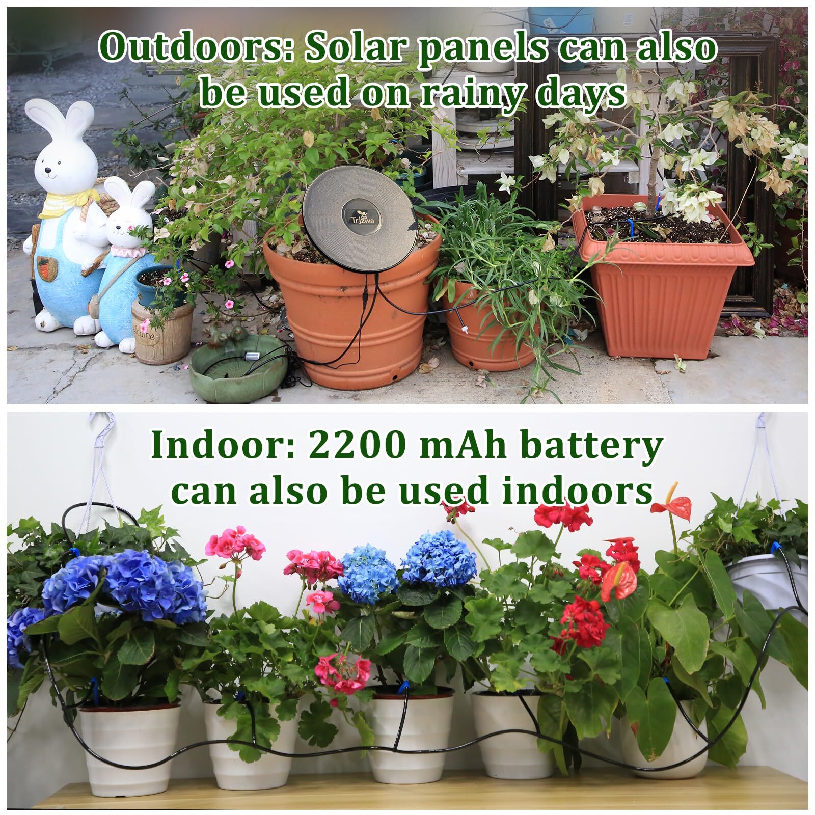 TRJZWA Solar Irrigation System ,Automatic Drip Irrigation Kit for Outdoor/Indoor