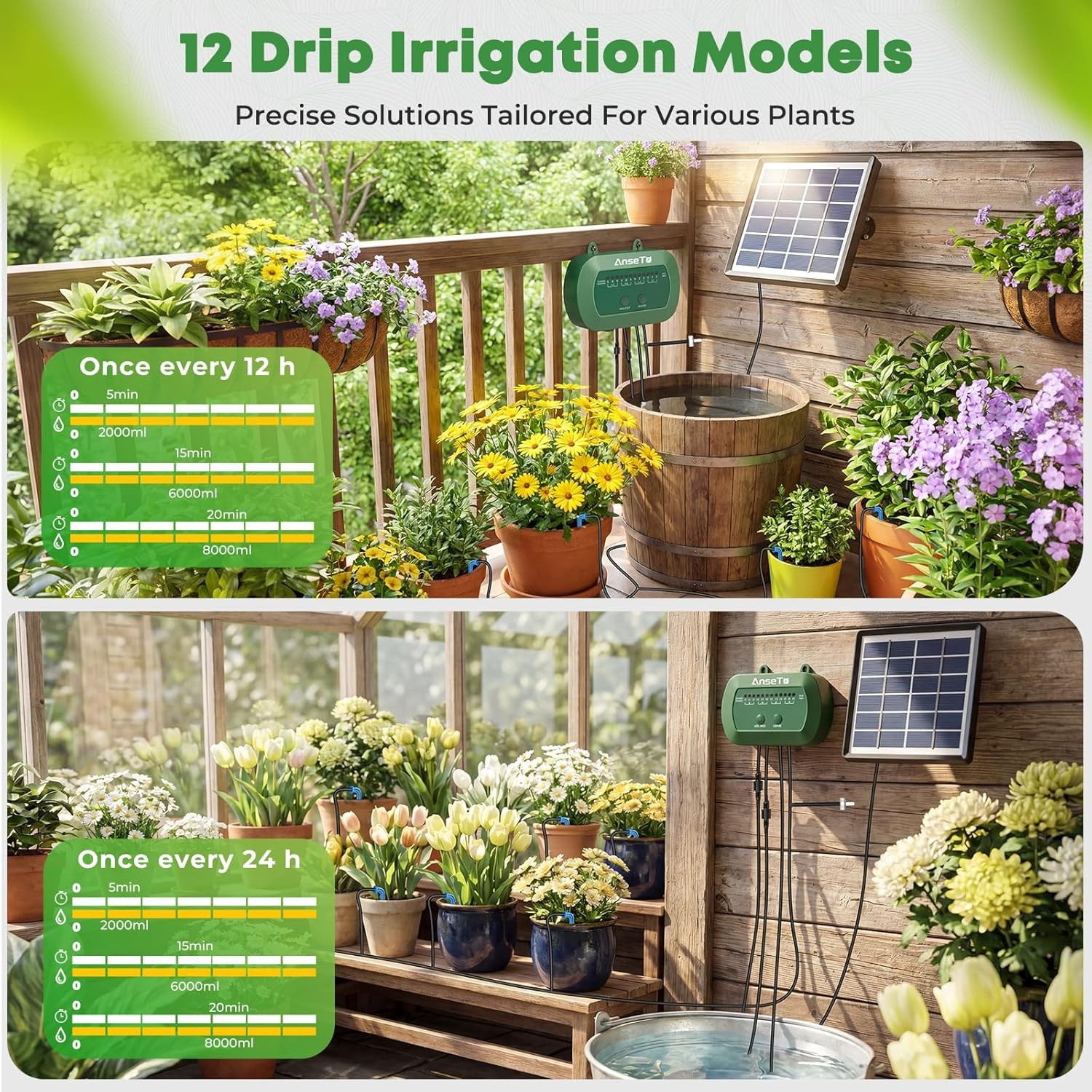 Solar Drip Irrigation System, Automatic Watering Kit with Split Design,49ft ,o
