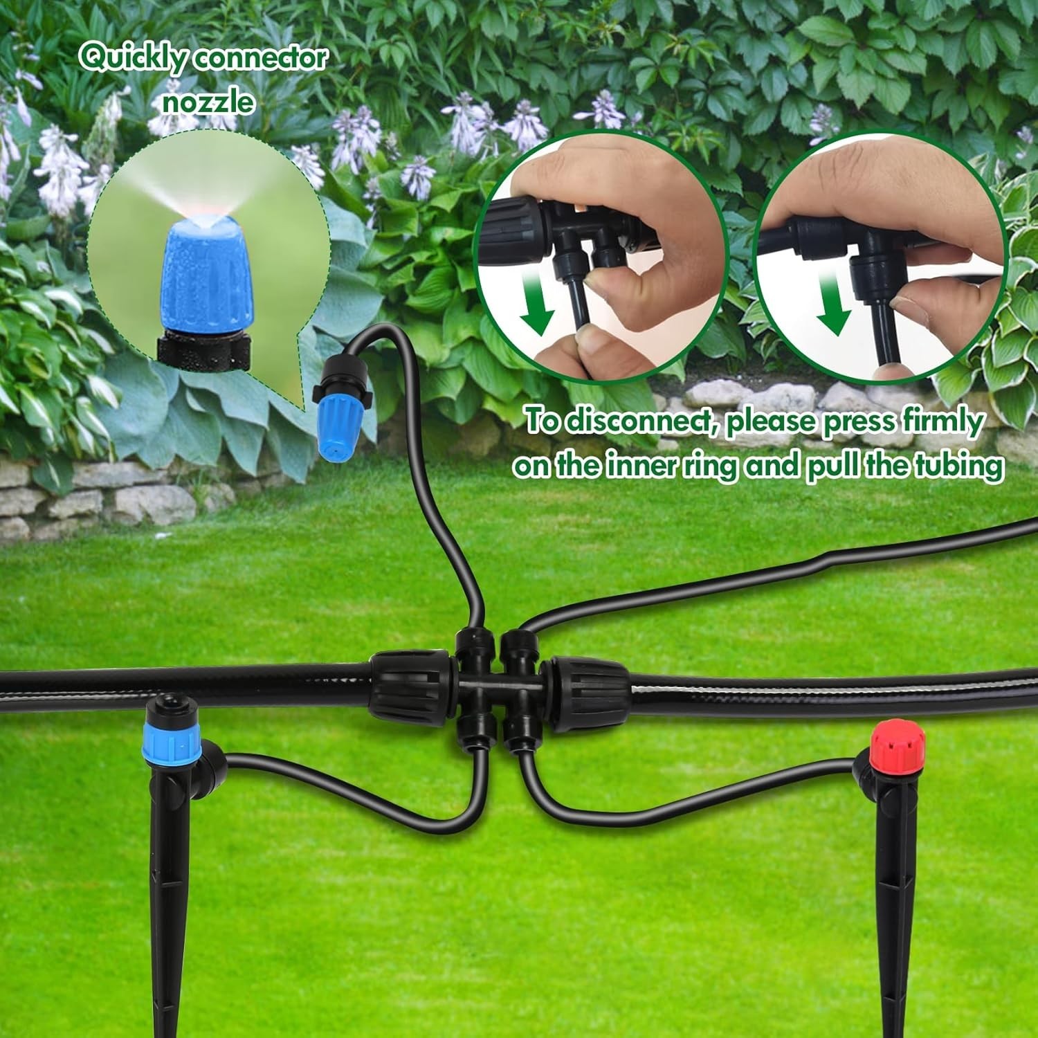 Efficient Garden Watering System 190FT Drip Irrigation with Adjustable Nozzles