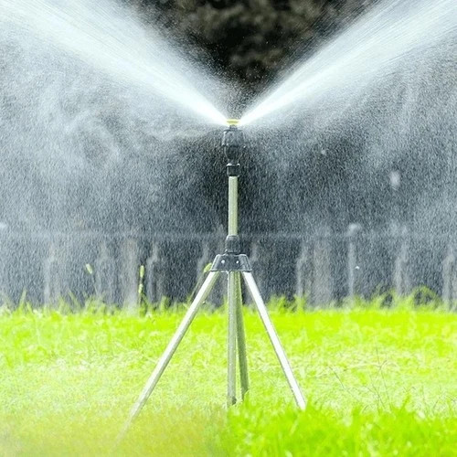360° Rotary Garden Sprinkler Tripod Telescopic Irigation Lawn Watering Head Set