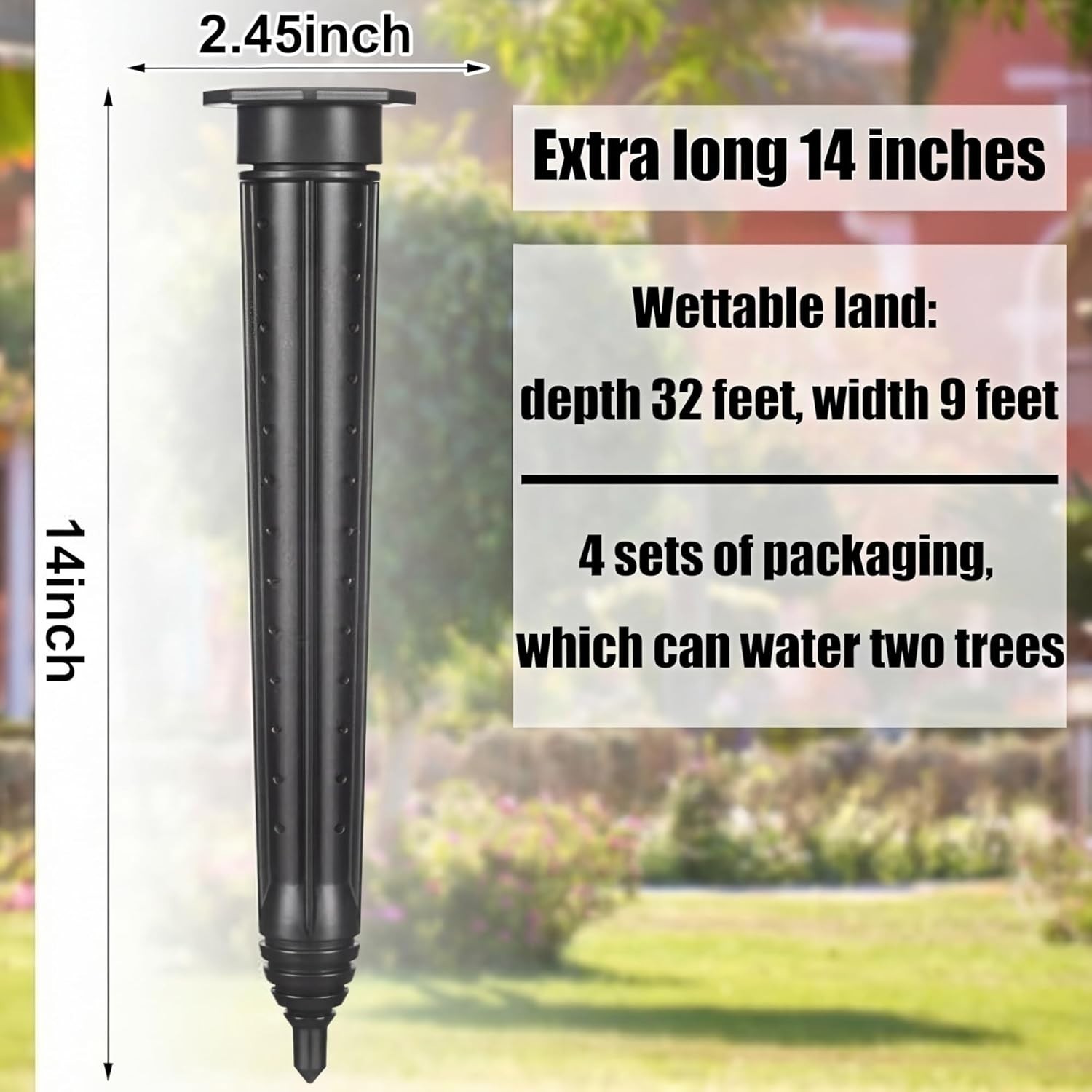 Efficient Plant Watering Stakes – 14 Inch UV-Protected Deep Root Spikes (4 Pack)