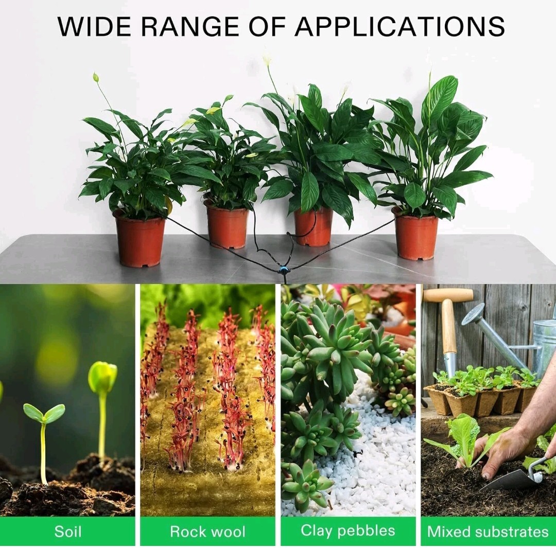 VIVOSUN 1/4″&1/2″ Self Watering Hose Kit Automatic Irrigation Drip System 8 Pots