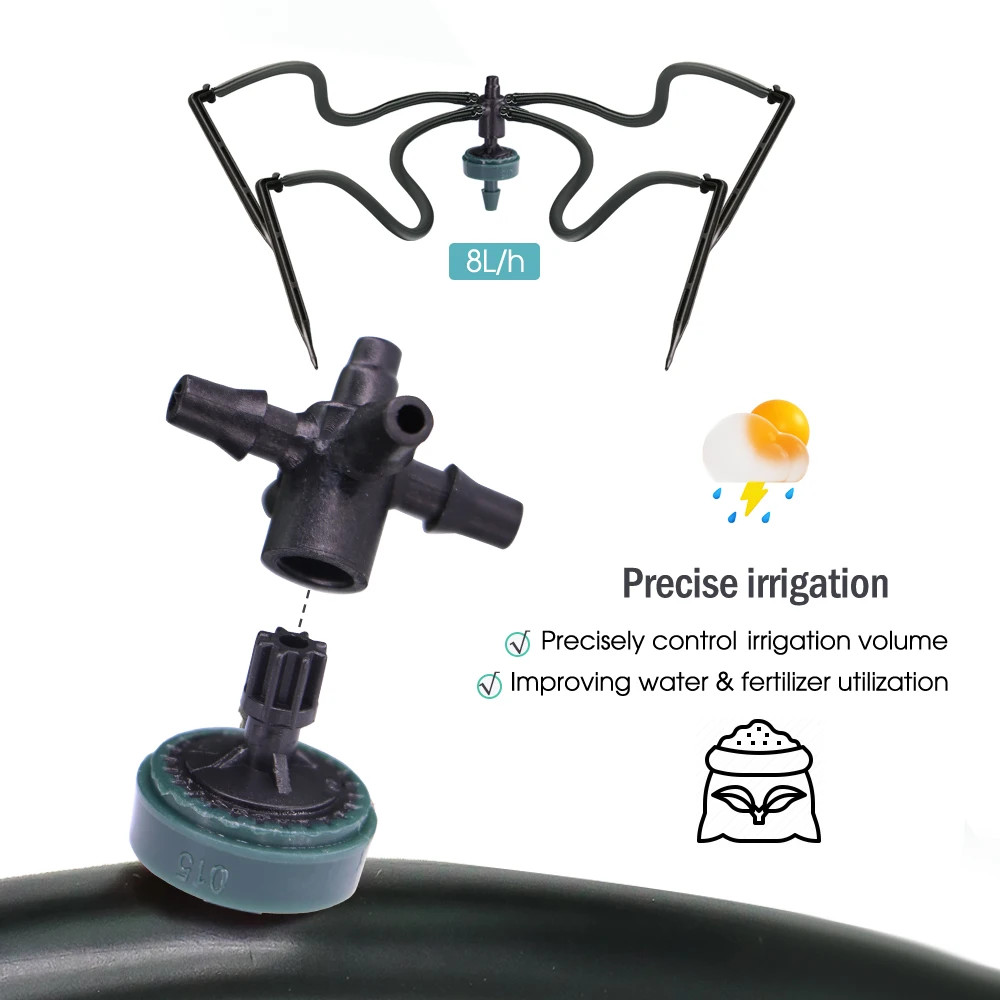 50PCS Agricultural Drip Irrigation Fitting Compensation Dripper 2L 4L 8L Pressur