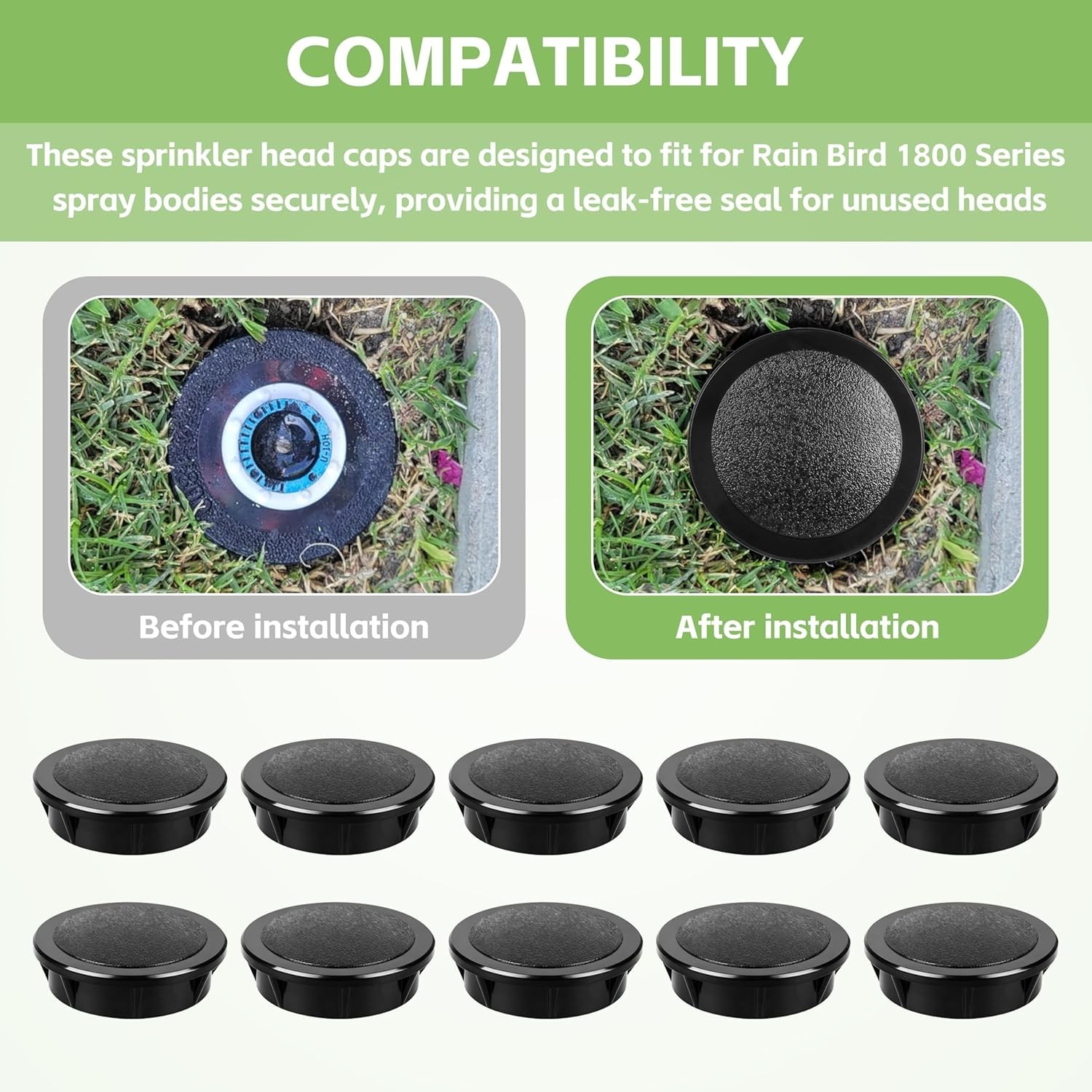 Sprinkler Head Caps for Rain Bird 1800 Series, Replacement 1800XC Model with O-R
