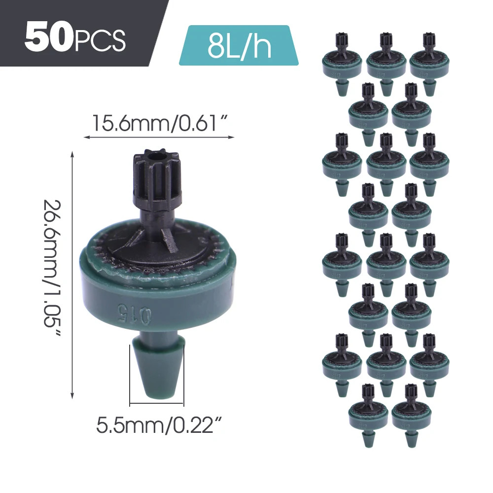 50PCS Agricultural Drip Irrigation Fitting Compensation Dripper 2L 4L 8L Pressur