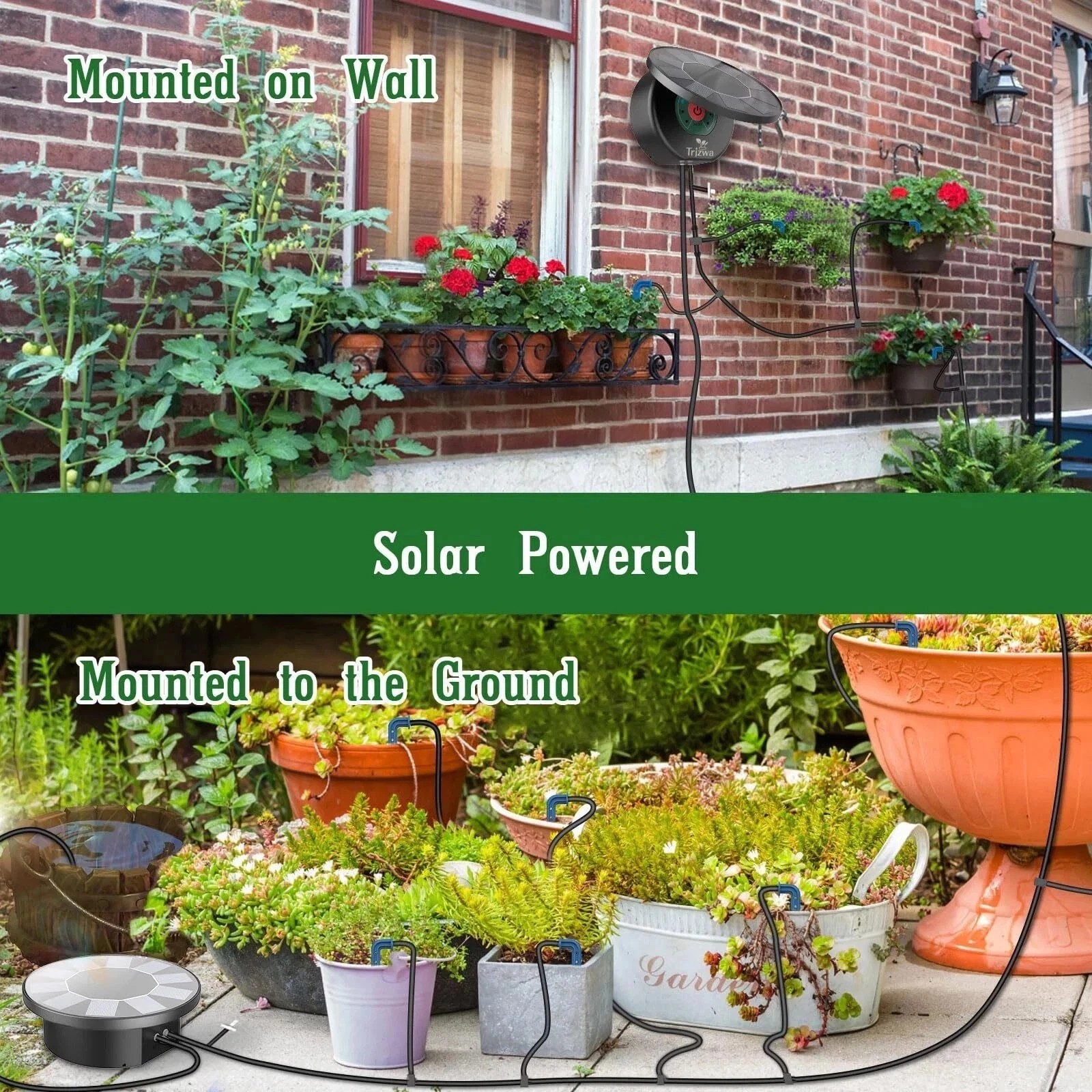 100/50ft Solar Irrigation System for Automatic Plants Watering, Drip Irrigation