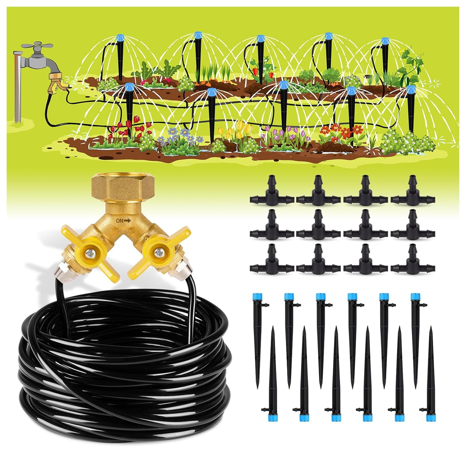 50Ft Drip Irrigation Kit Plant Watering System 8X5Mm Blank Distribution Tubing D