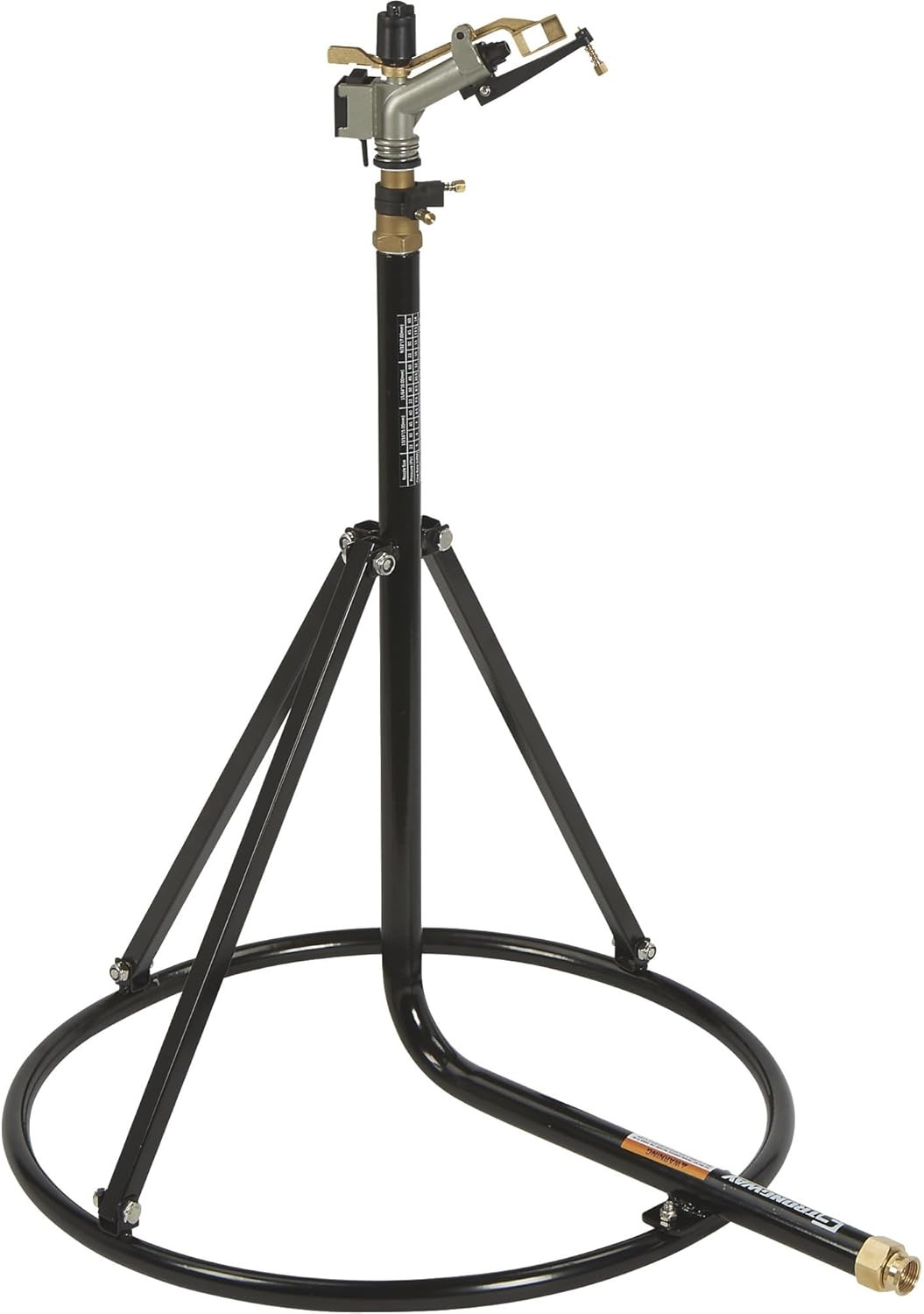 Strongway Tripod Sprinkler with round Base – 1In. Head with 3 Nozzles, 120-Ft. D