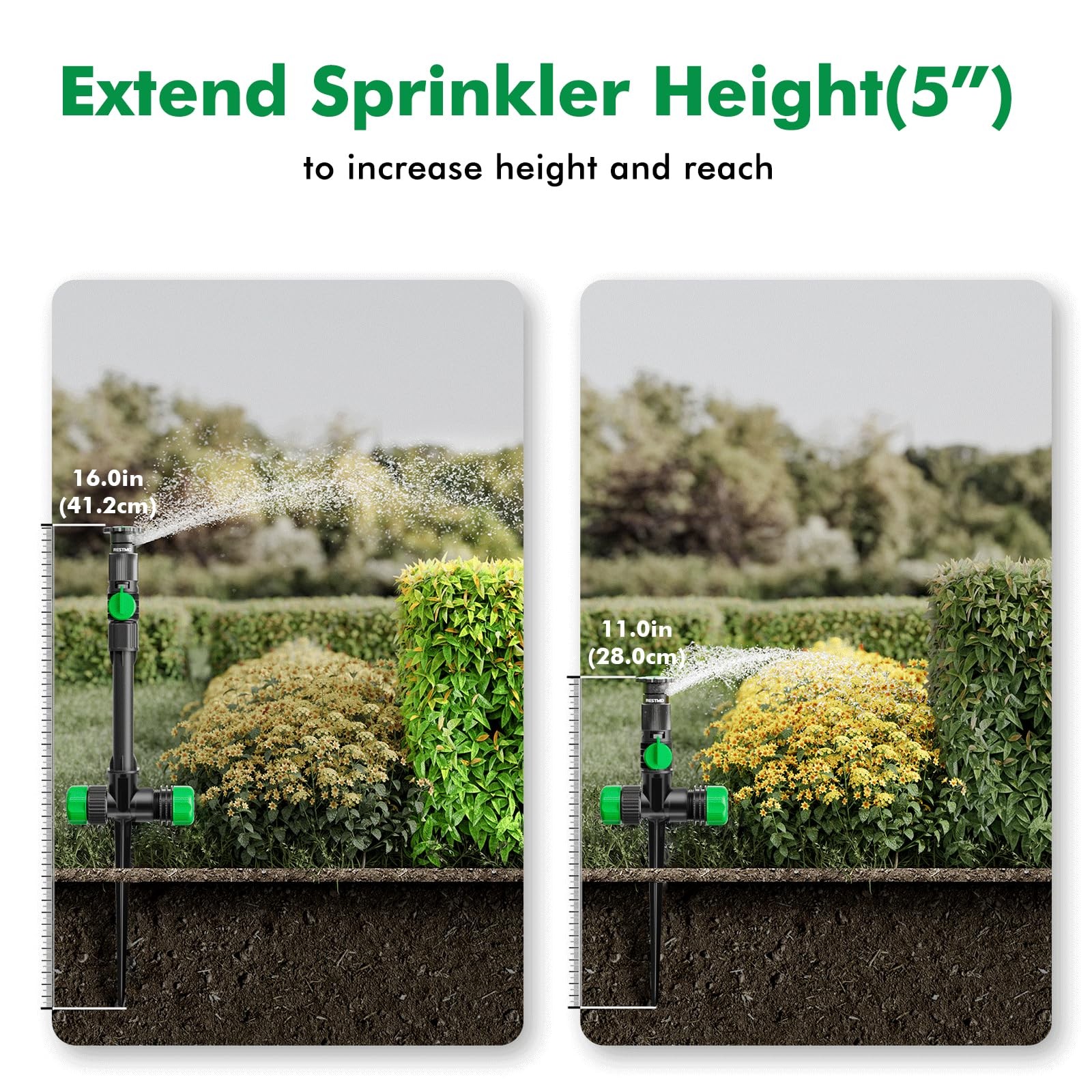 RESTMO Above Ground Sprinkler System, Flexible DIY Irrigation Kit, Multi-Adju…