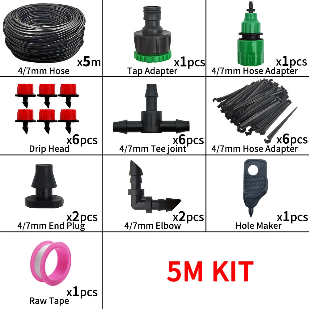 5-20M Drip Irrigation System Plant Watering Set Watering Kits Adjustable Dripper