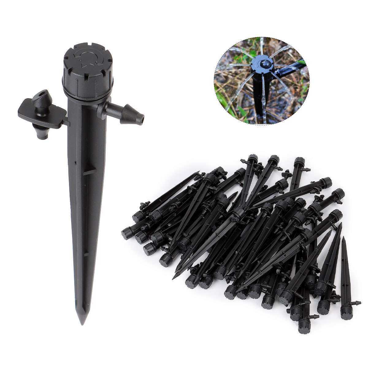 50-150X 360° Adjustable Water Flow Irrigation Drippers Stake Emitter Drip System