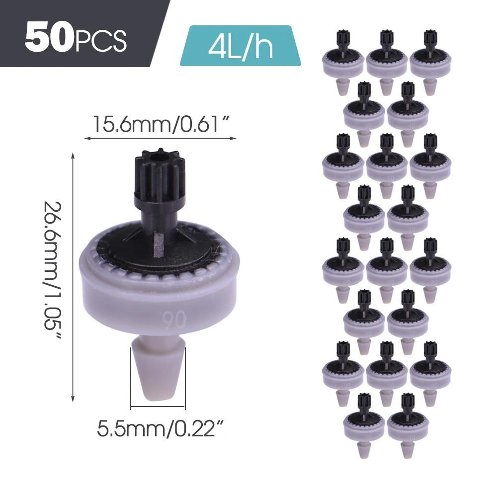 50PCS Agricultural Drip Irrigation Fitting Compensation Dripper 2L 4L 8L Pressur