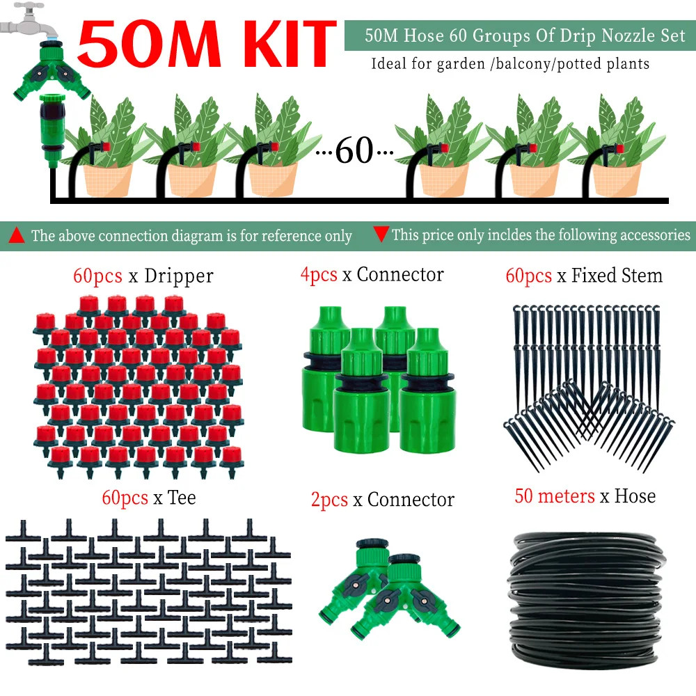OASIS 50M-5M DIY Drip Irrigation System Automatic Watering Garden Hose Micro Dri